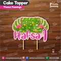 Flamingo theme birthday cake topper customized on card