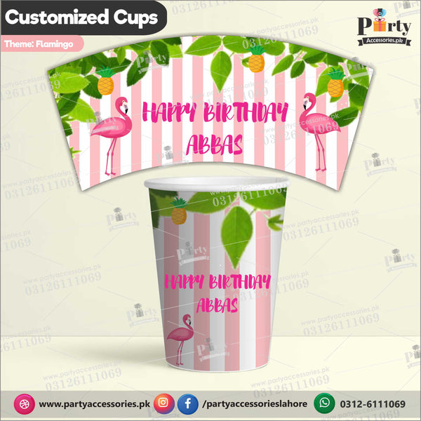 Customized Paper cups in Flamingo theme