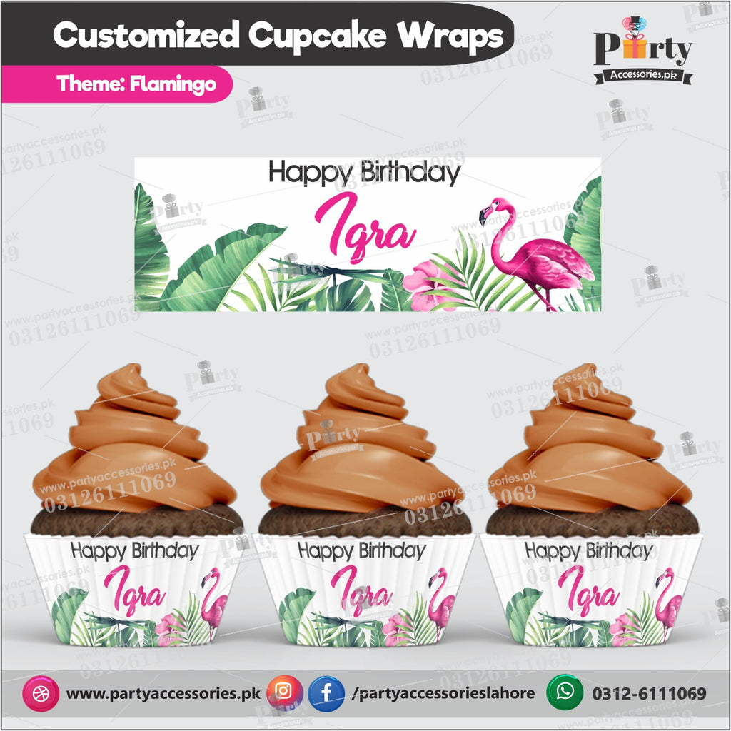 Customized Flamingo theme Cupcake wraps