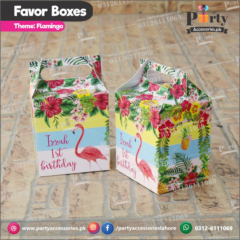 Customized Flamingo theme Favor / Goody Boxes