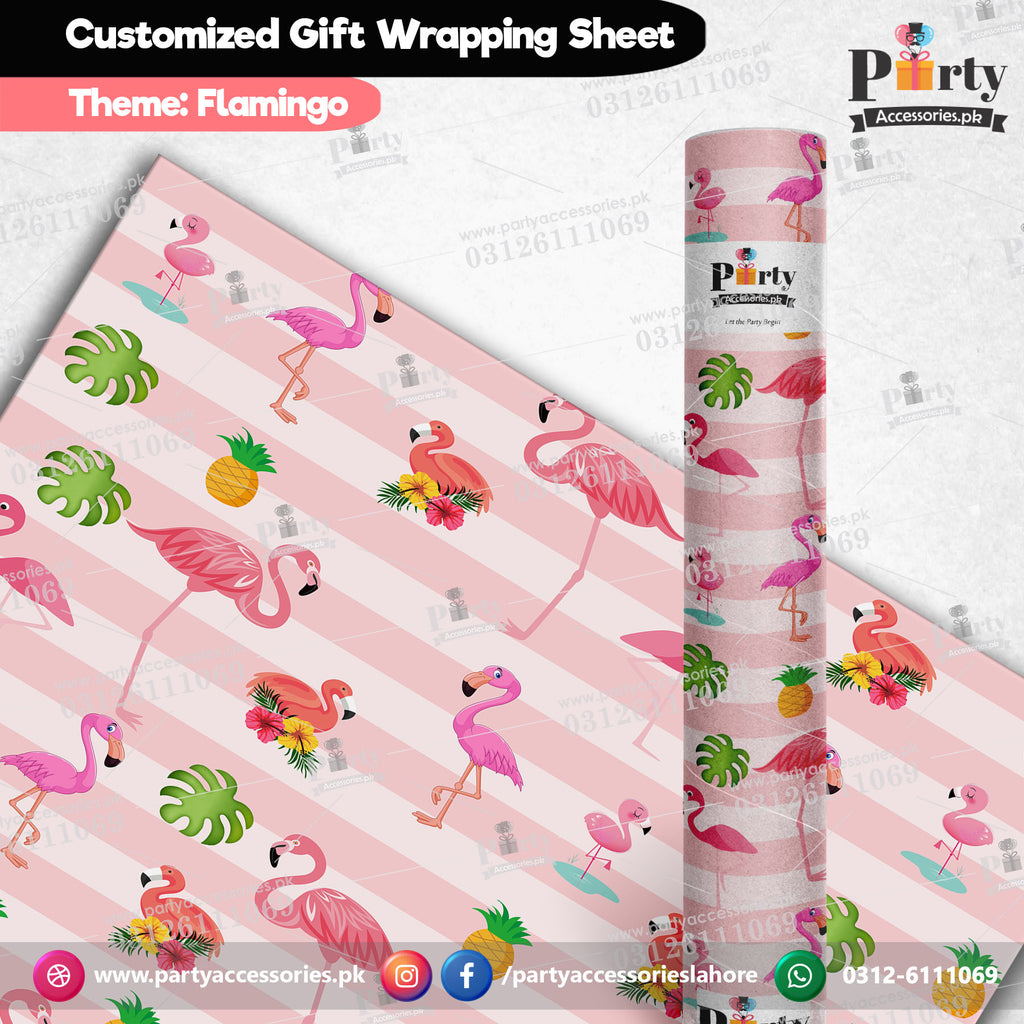 Gift wrapping sheets for Flamingo theme birthday party