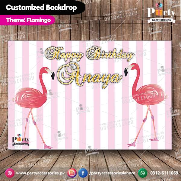 Customized FLAMINGO Theme Birthday Party Backdrop