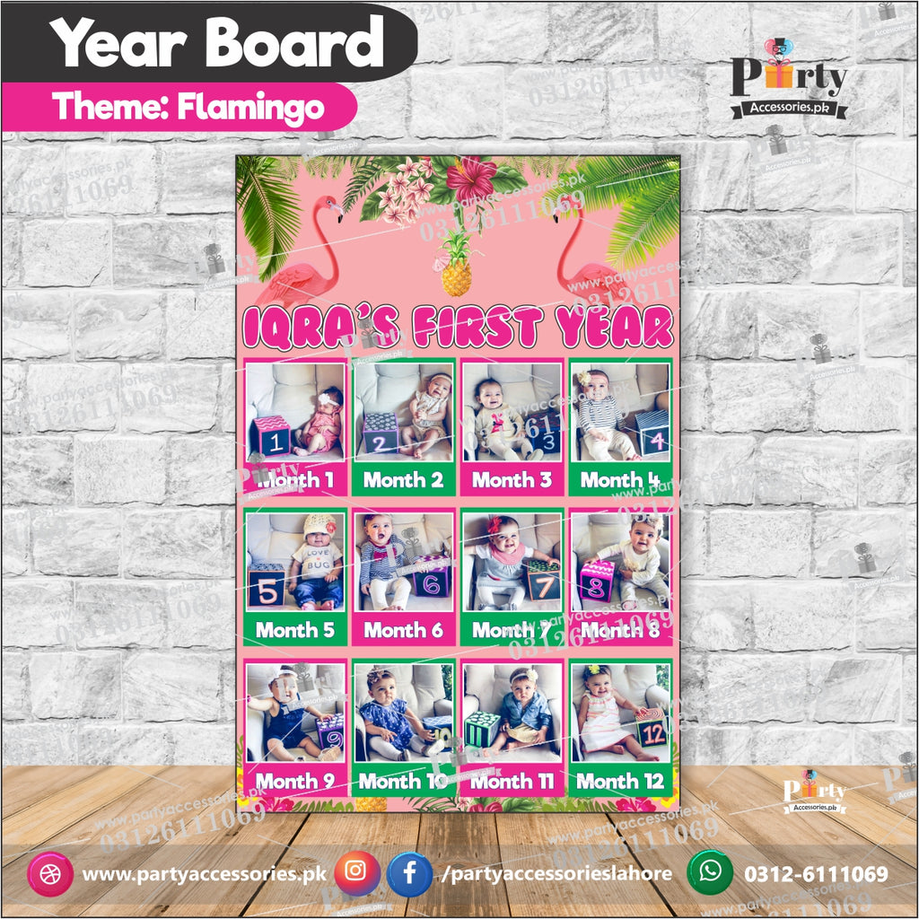 Customized Month wise year Picture board in Flamingo theme (year board)
