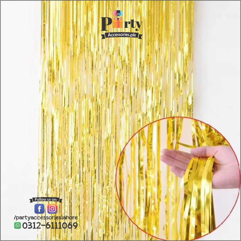 Golden Metallic Foil Fringe Curtain