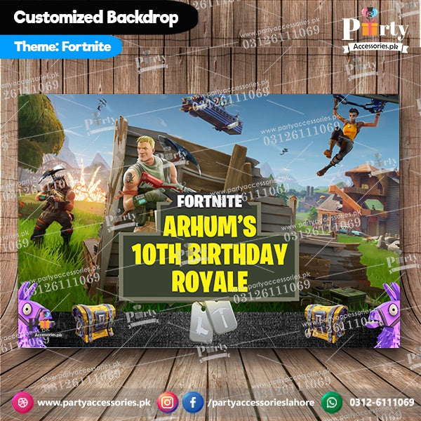 Customized Fortnite Theme Birthday Party Backdrop