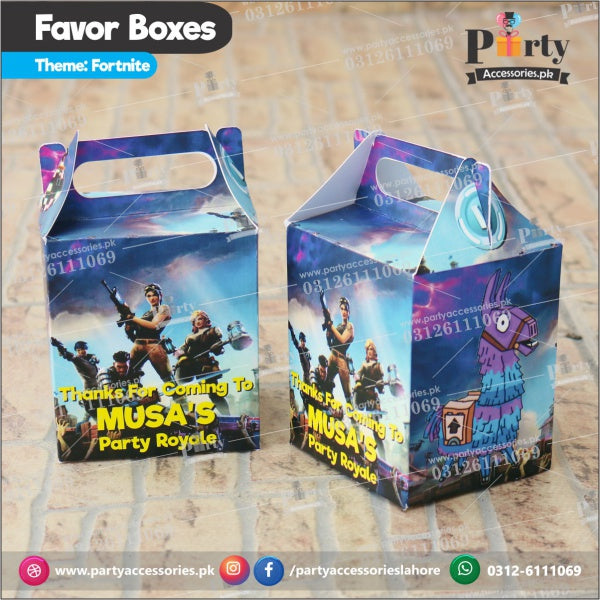 Customized Fortnite theme birthday Favor / Goody Boxes