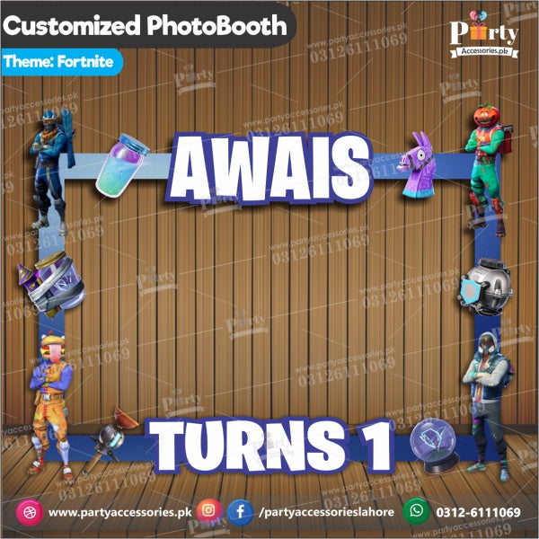 Customized Photo Booth / selfie frame for Fortnite theme birthday party