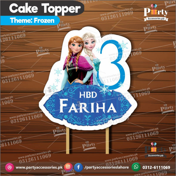 Frozen elsa theme birthday cake topper customized on card