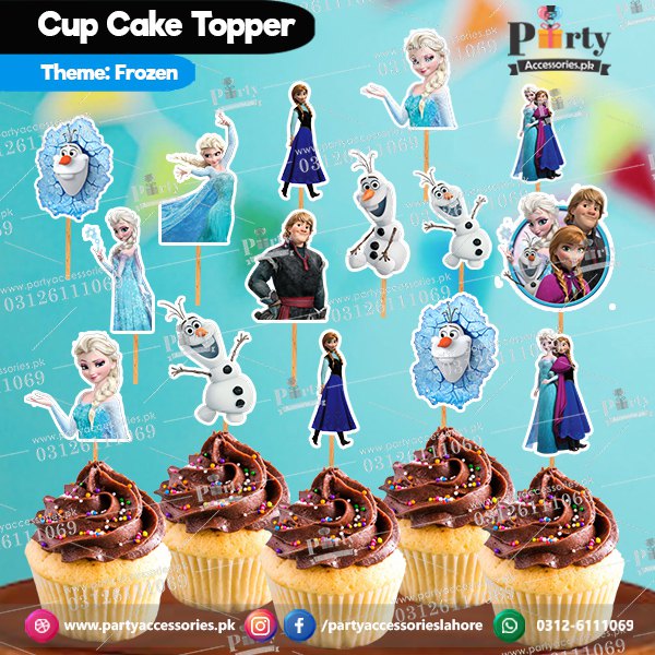 Frozen Elsa theme birthday cupcake toppers table decoration 