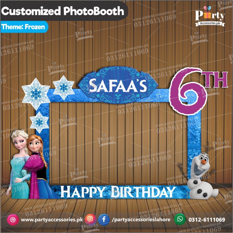 Customized Photo Booth / selfie frame for Frozen Elsa theme party