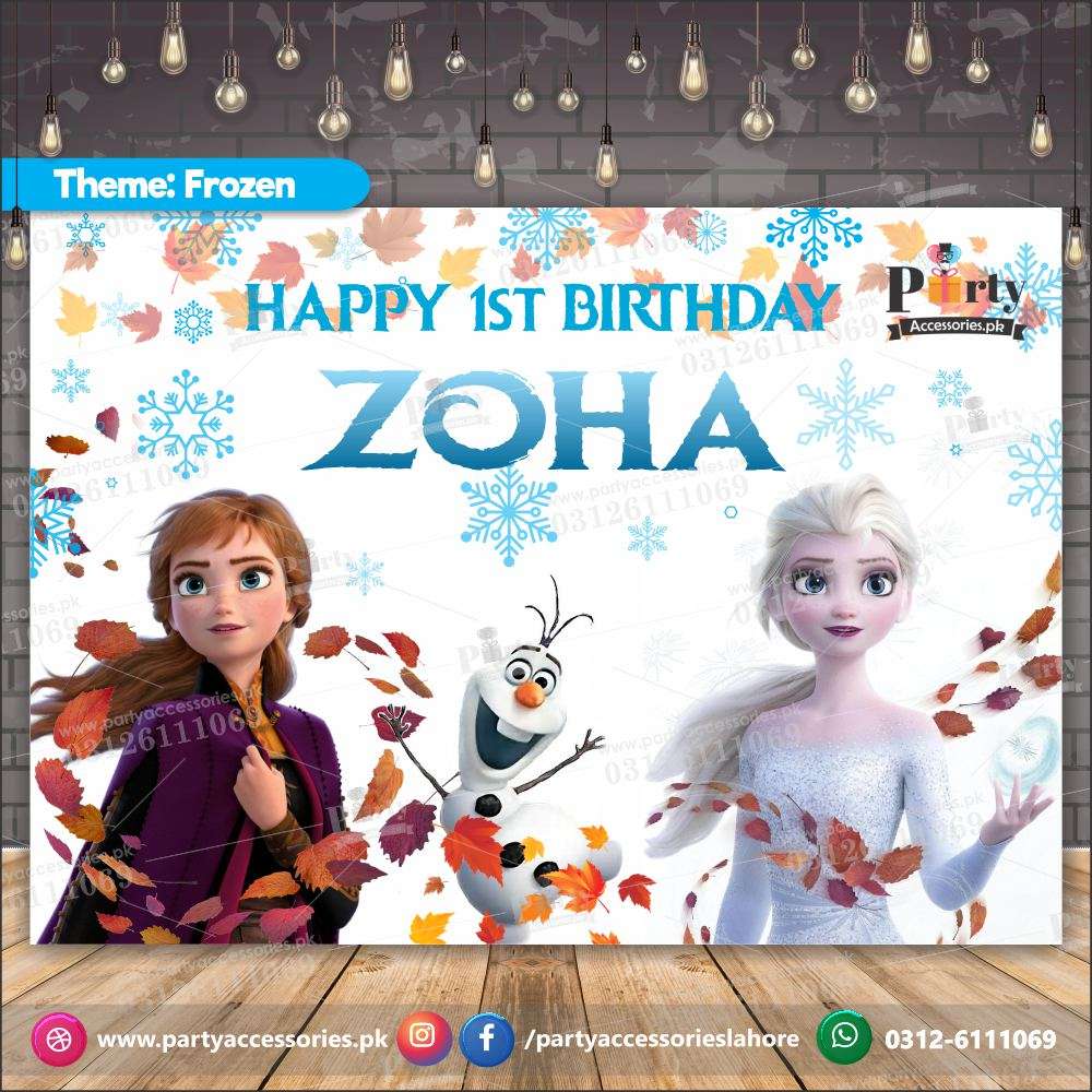 Customized Backdrop in Frozen Elsa Theme Birthday Party back wall decoration wall decoration ideas