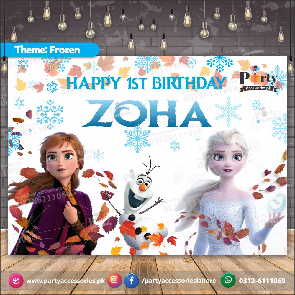 Customized Backdrop in Frozen Elsa Theme Birthday Party back wall decoration wall decoration ideas