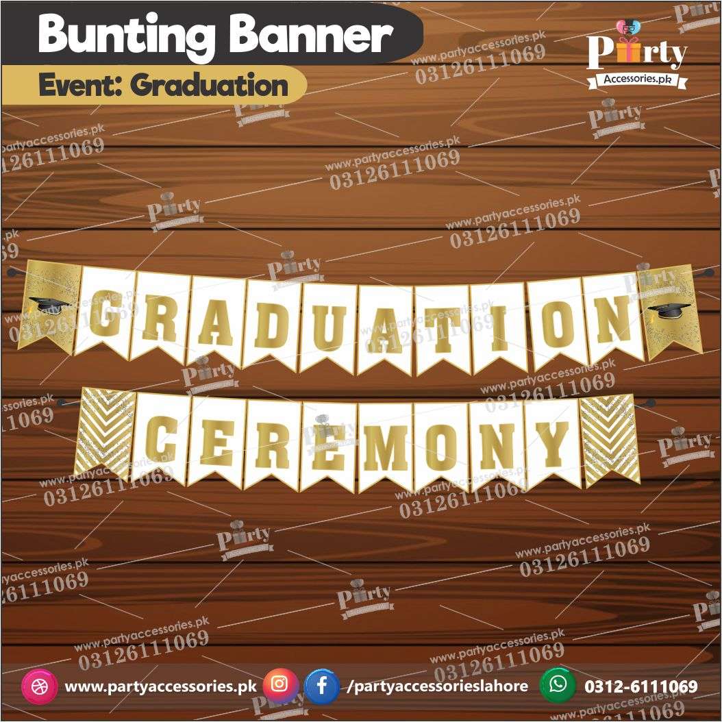Bunting Banner for GRADUATION party decoration in white color 