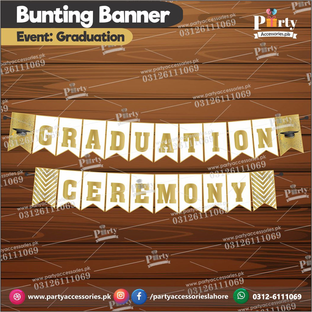 Bunting Banner for GRADUATION party decoration in white color 