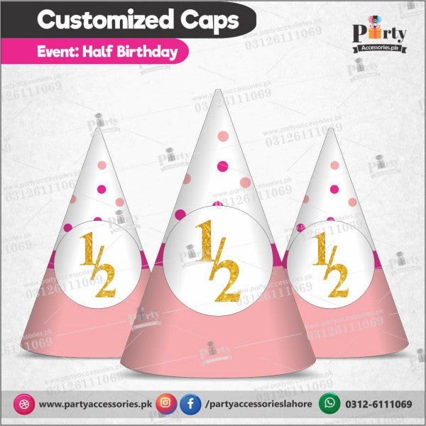Cone shape caps to celebrate your kid's Half Birthday party pink