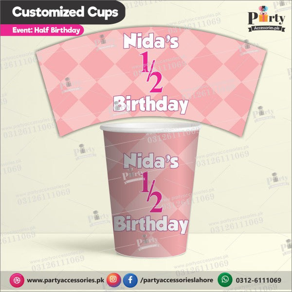 Half birthday Party customized paper Cups for table decoration