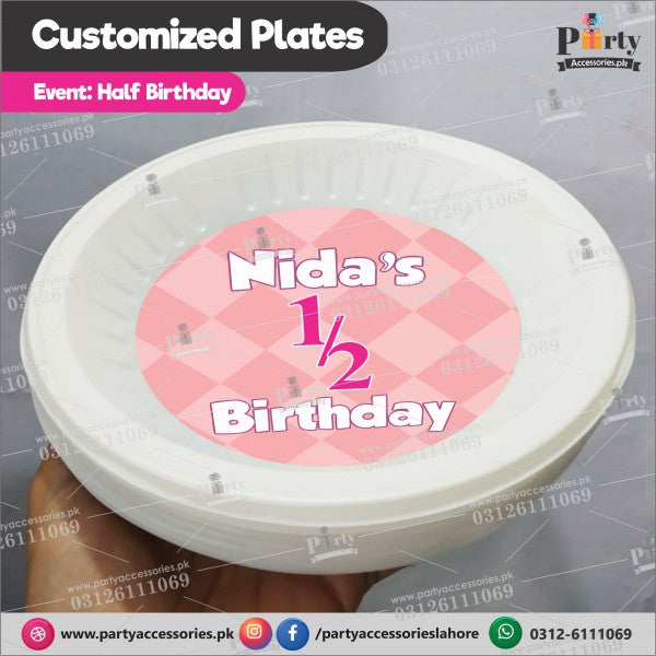Half birthday Party customized paper plates for table decoration