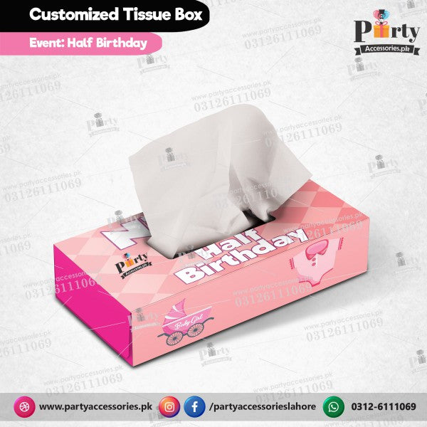 Half birthday Party tissue box cover for table decor
