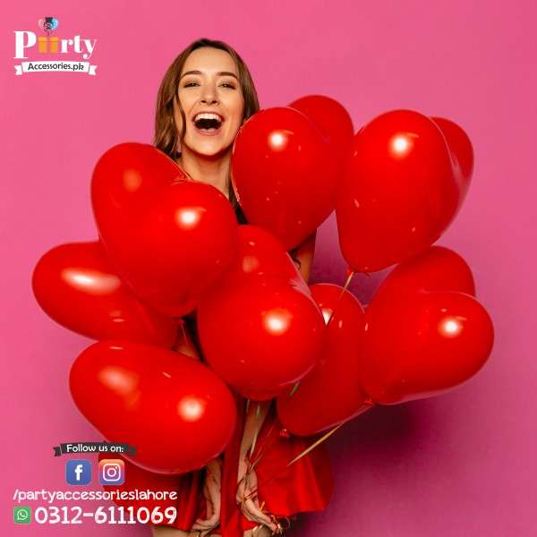 red heart latex balloons