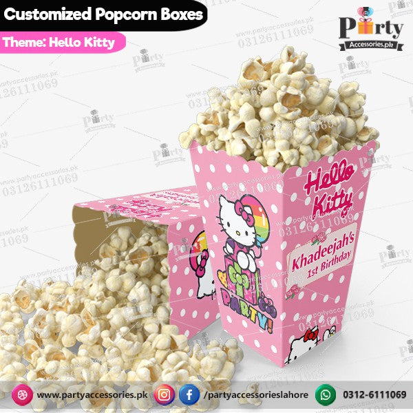 Customized Popcorn boxes for Hello Kitty themed birthday party