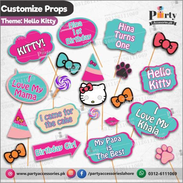 Customized props set for Hello Kitty theme birthday party