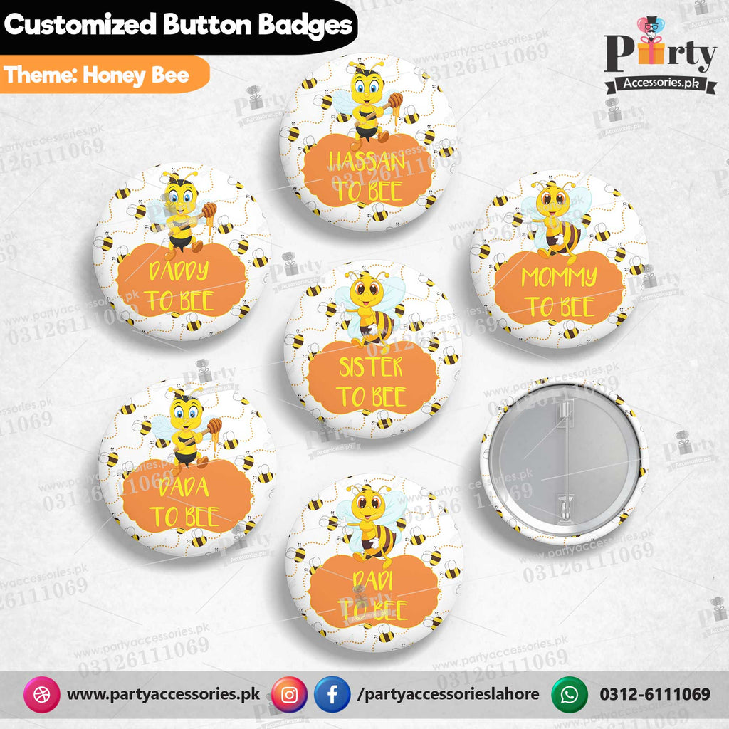 Customized Honey bee theme button badges