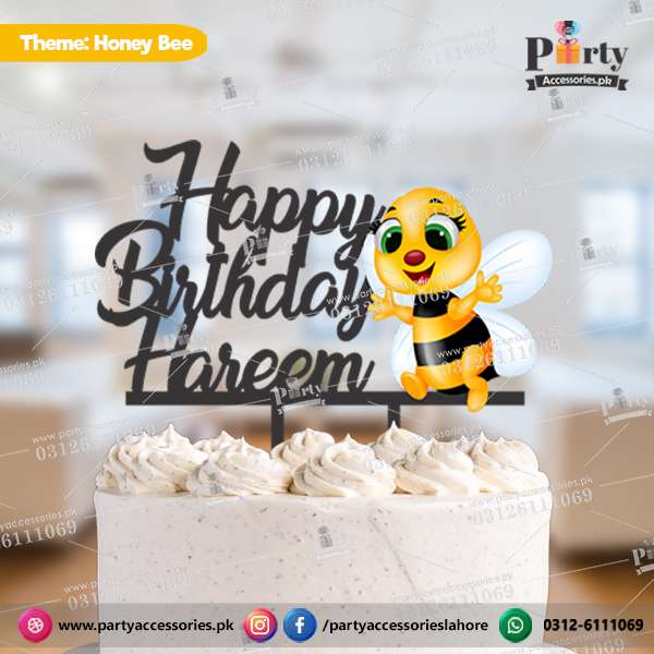 Honey Bee theme Customized wooden cake topper