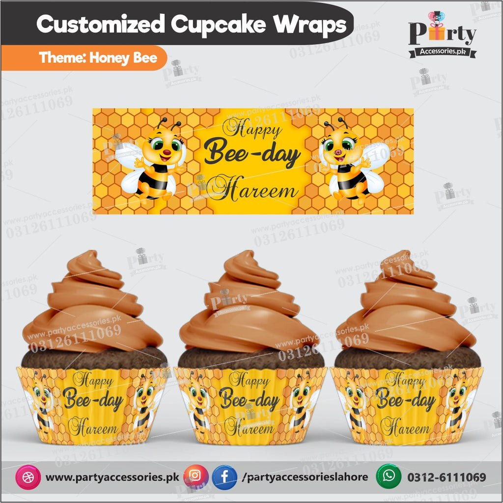 Customized Honey Bee theme Cupcake wraps