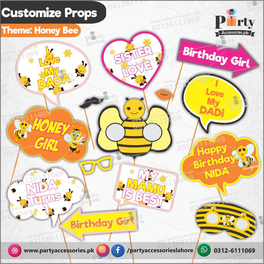 Customized props set for Honey bee theme birthday party