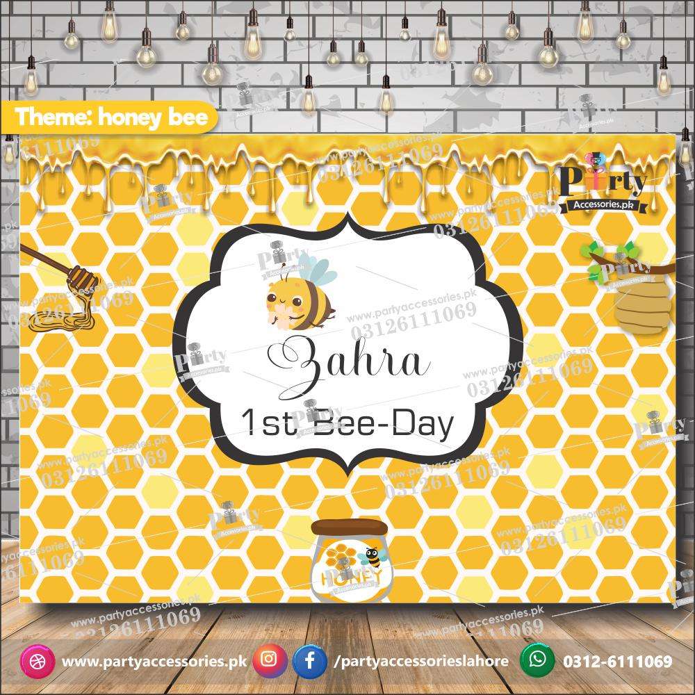 Customized Honey Bee Theme Birthday party Backdrop