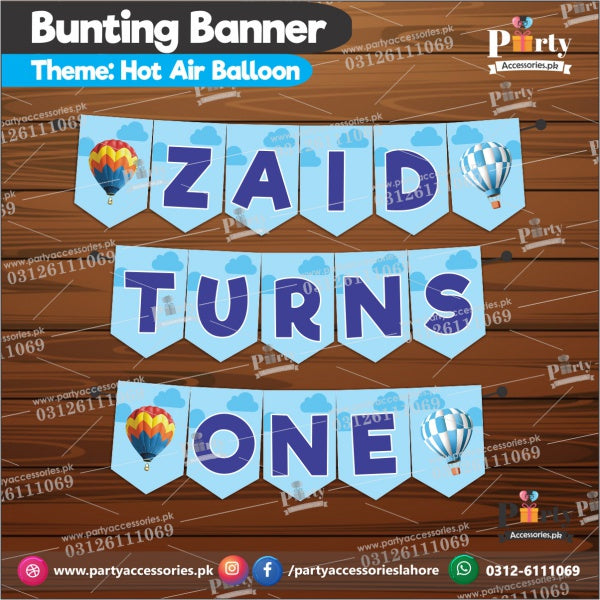 Customized Hot Air Balloon theme Birthday bunting Banner