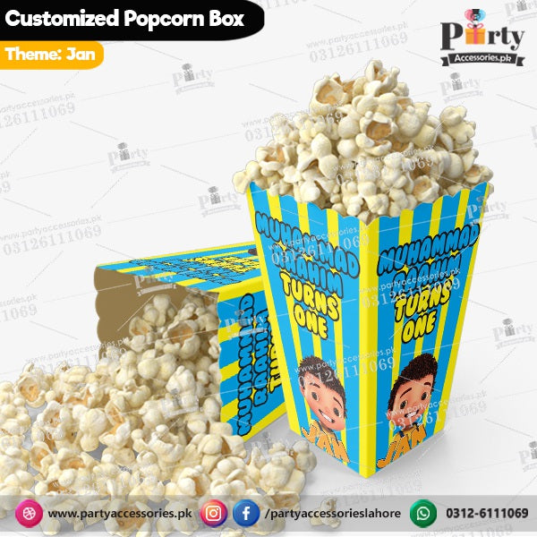 Customized Popcorn boxes for JAN themed birthday party