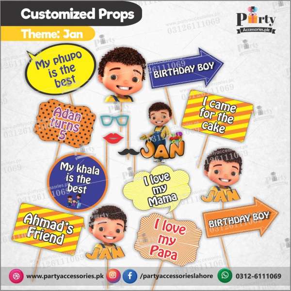 Customized props set for JAN theme birthday party
