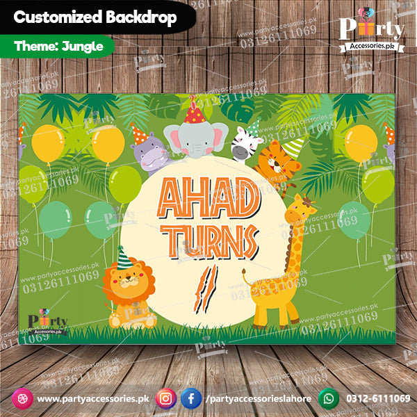 Customized Jungle safari Theme Birthday Backdrop