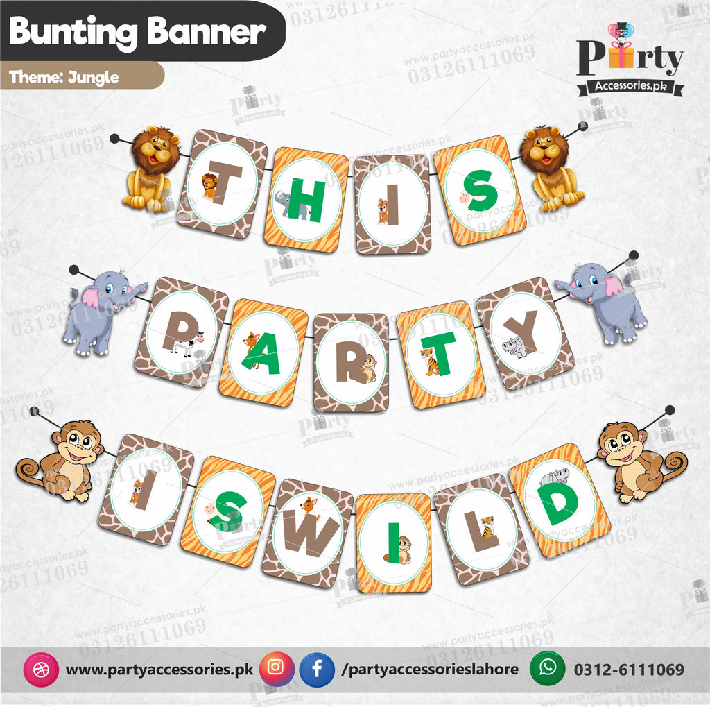 Customized Jungle theme Birthday Bunting Banner