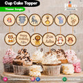 Jungle safari theme birthday cupcake toppers set round