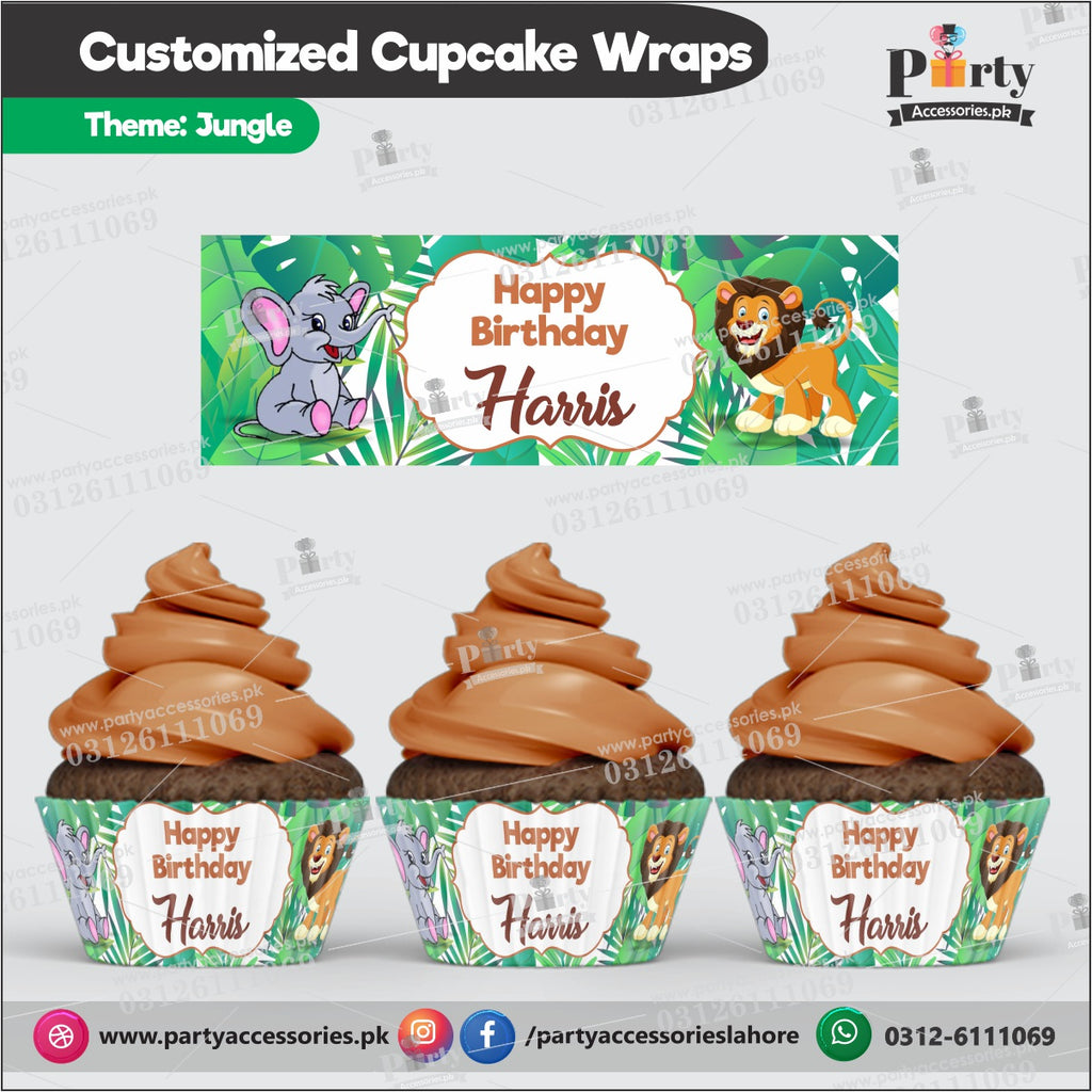 Customized Jungle safari theme Cupcake wraps 