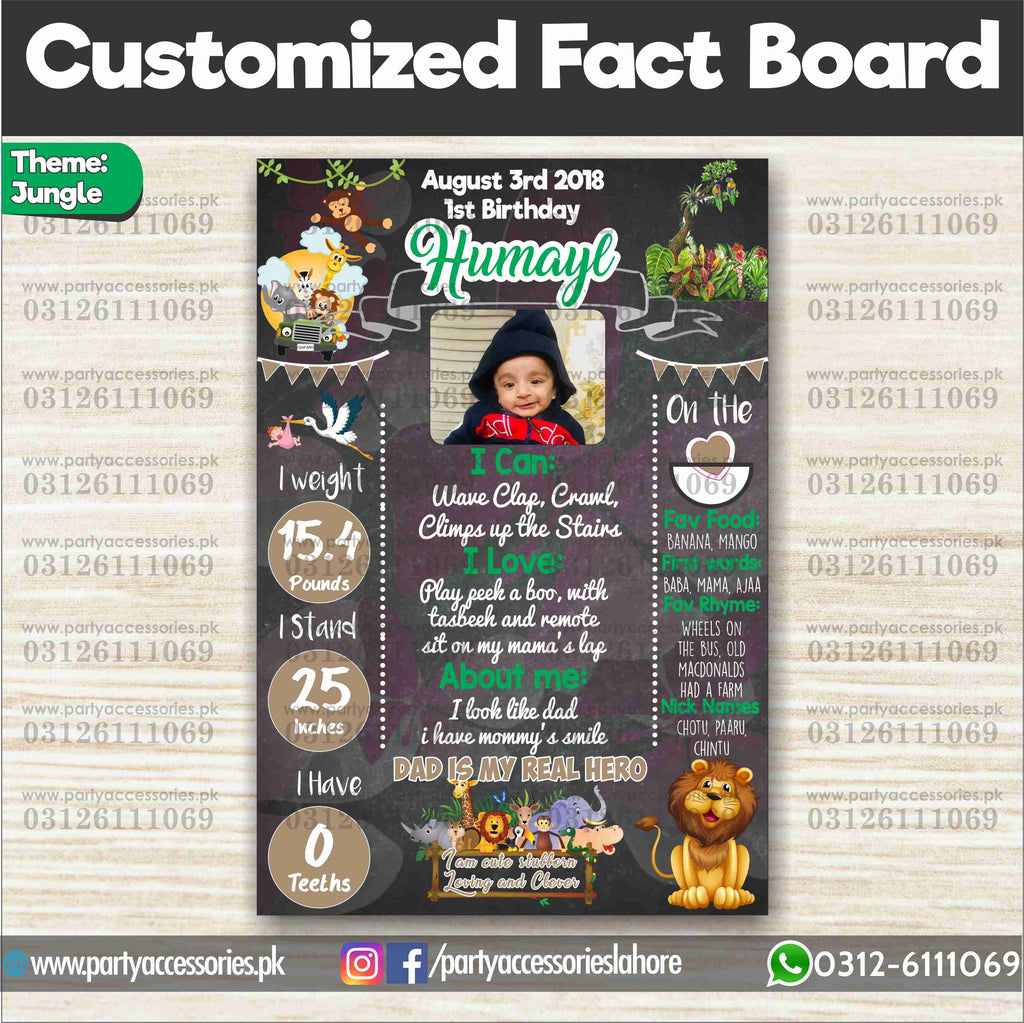 Customized Jungle safari theme Fact board / Milestone Board / Chalkboard