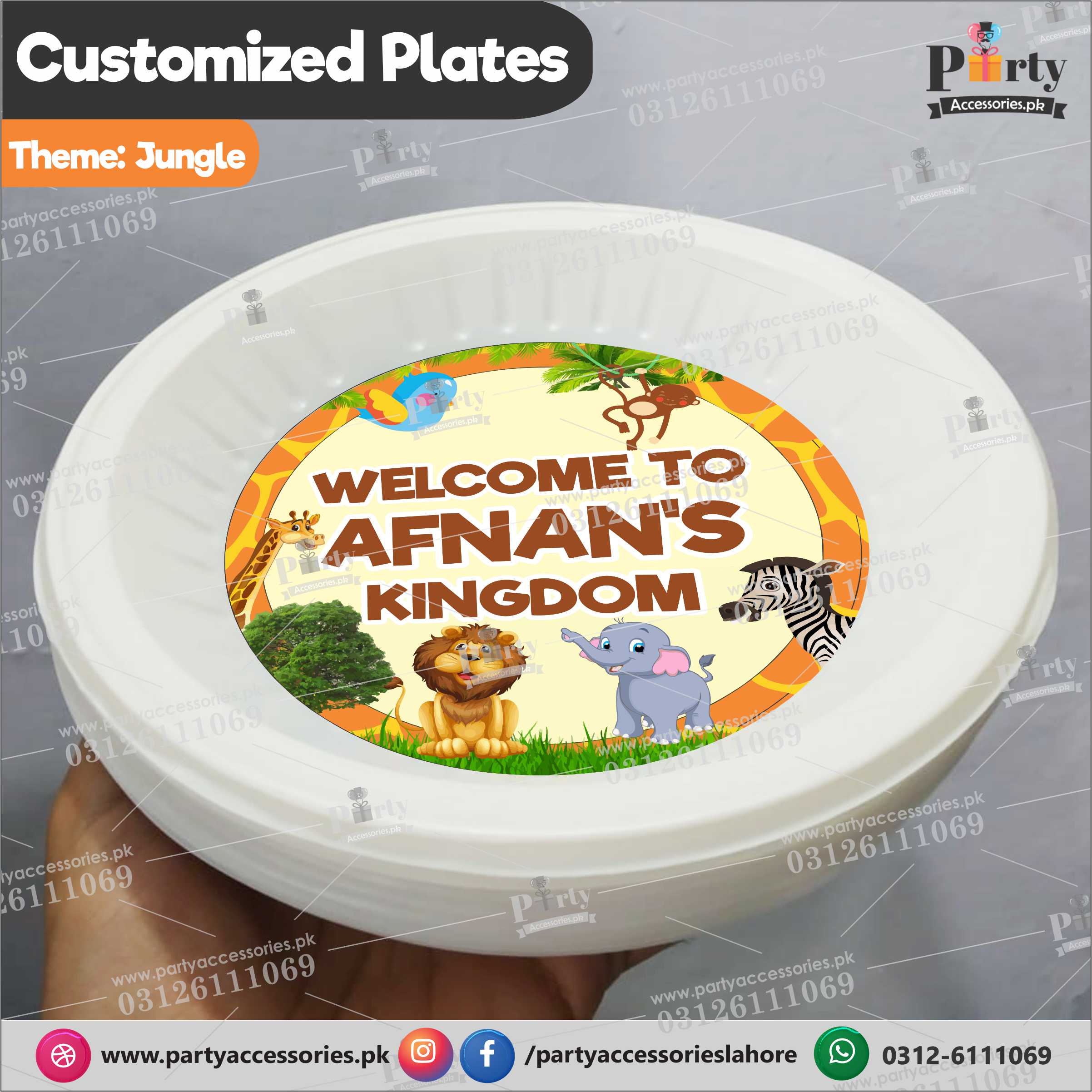 Customized disposable Paper Plates for Jungle safari theme party