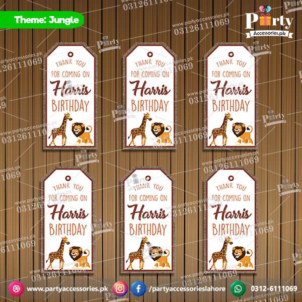 Customized Gift tags in Jungle safari theme | pack of 6