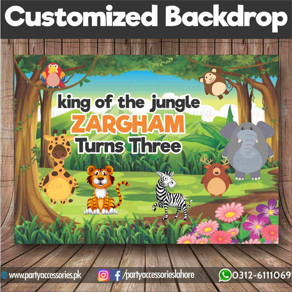 Customized Jungle safari Theme Birthday Backdrop