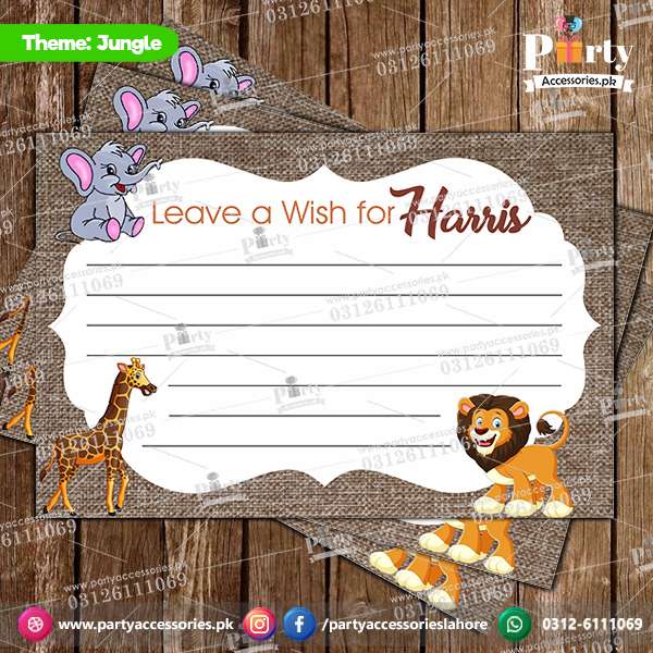 Customized wish cards in jungle safari theme