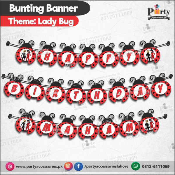 Customized Miraculous Ladybug theme Birthday Bunting Banner cutouts for Birthday