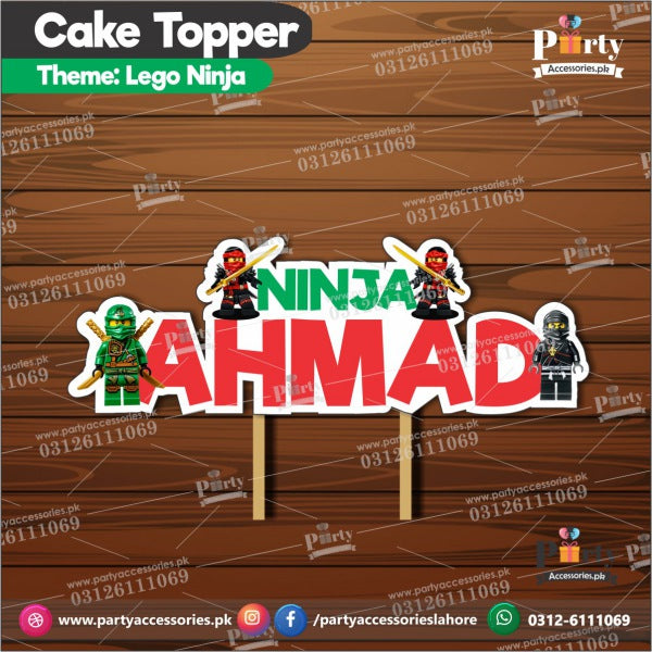 Customized card cake topper for birthday in Ninjago theme