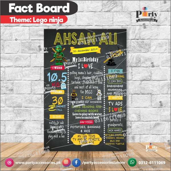 Customized Ninjago first birthday Fact board / Milestone Board