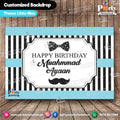 Customized Little Man Theme Birthday Backdrop multi stripes