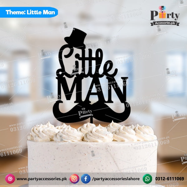 Little Man theme Customized wooden cake topper