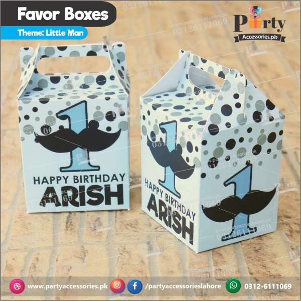 Customized Little Man theme  Favor / Goody Boxes with handle