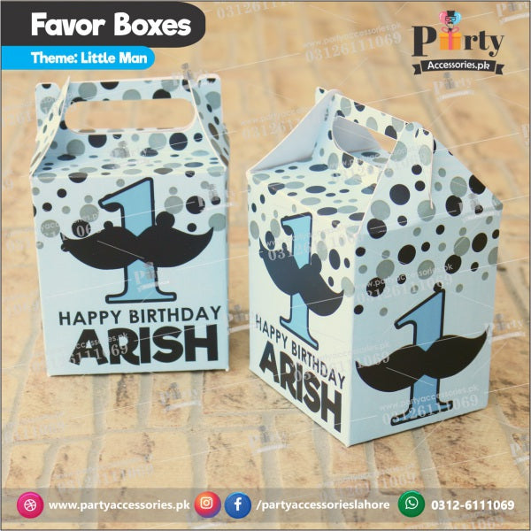 Customized Little Man theme  Favor / Goody Boxes with handle