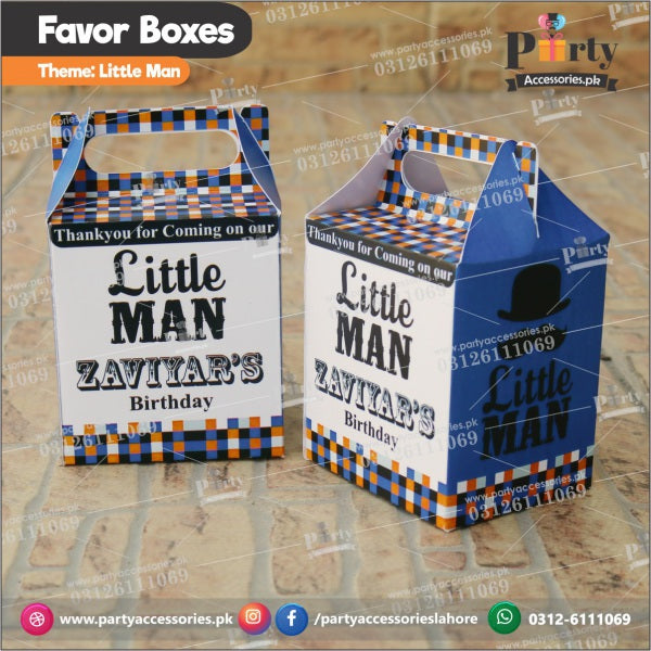 Customized Little Man theme  Favor / Goody Boxes with handle
